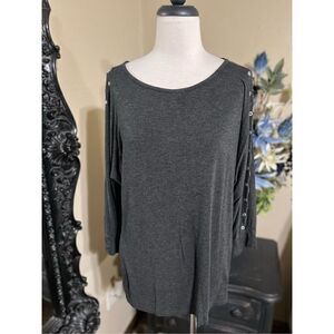 Belldini 3/4 Sleeve Grey Knit Shirt with Dolman Sleeves Size Large